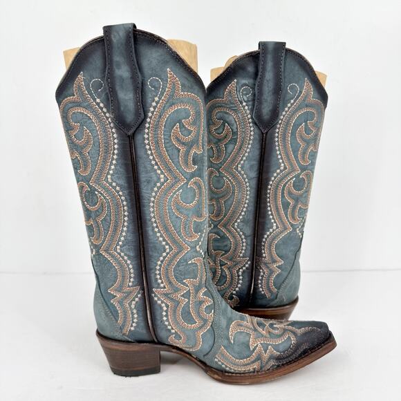 Corral Womens L5869 Western Cowboy Boots US 6 M EU 36.5 Blue Leather Stitch NIB - Picture 5 of 13